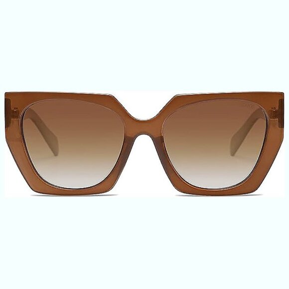 Accessories - Big Trendy Polarized Sunglasses Womens , Caramel Brown/Brown